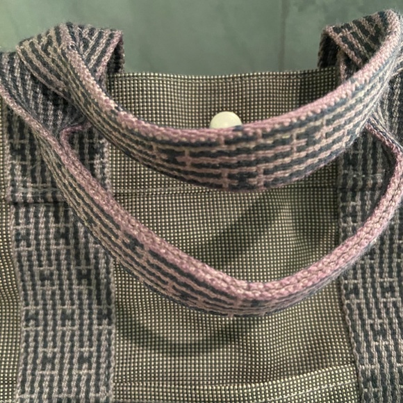 AUTH. HERMES Toile Herline MM Tote Work Book Baby Travel Bag Zipper Closure Gray - Picture 7 of 15